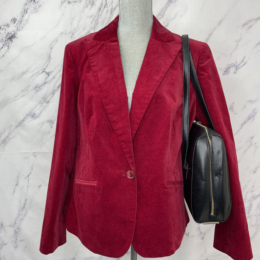 Jones New York | Deep Red/Maroon Velour Blazer | 14W