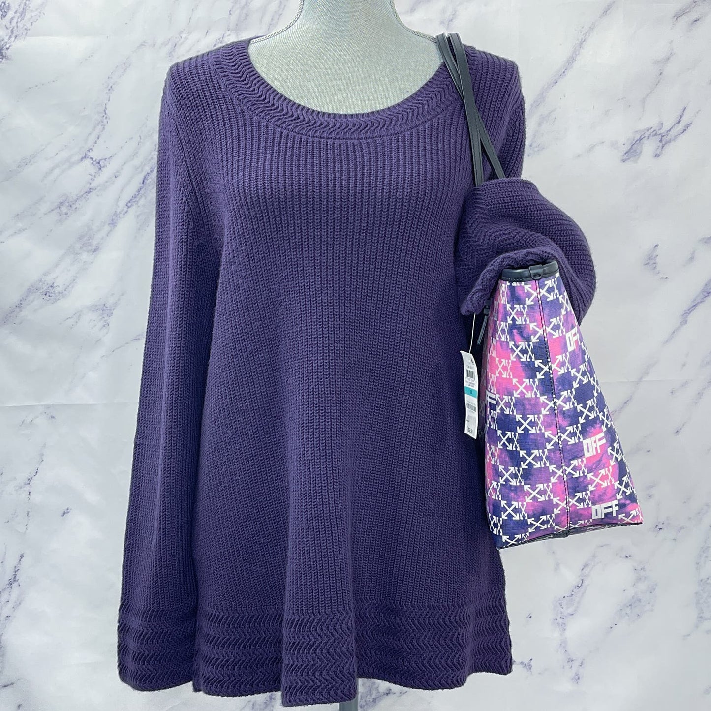 Style & Co | Purple Chunky Cable Knit Sweater | 0X