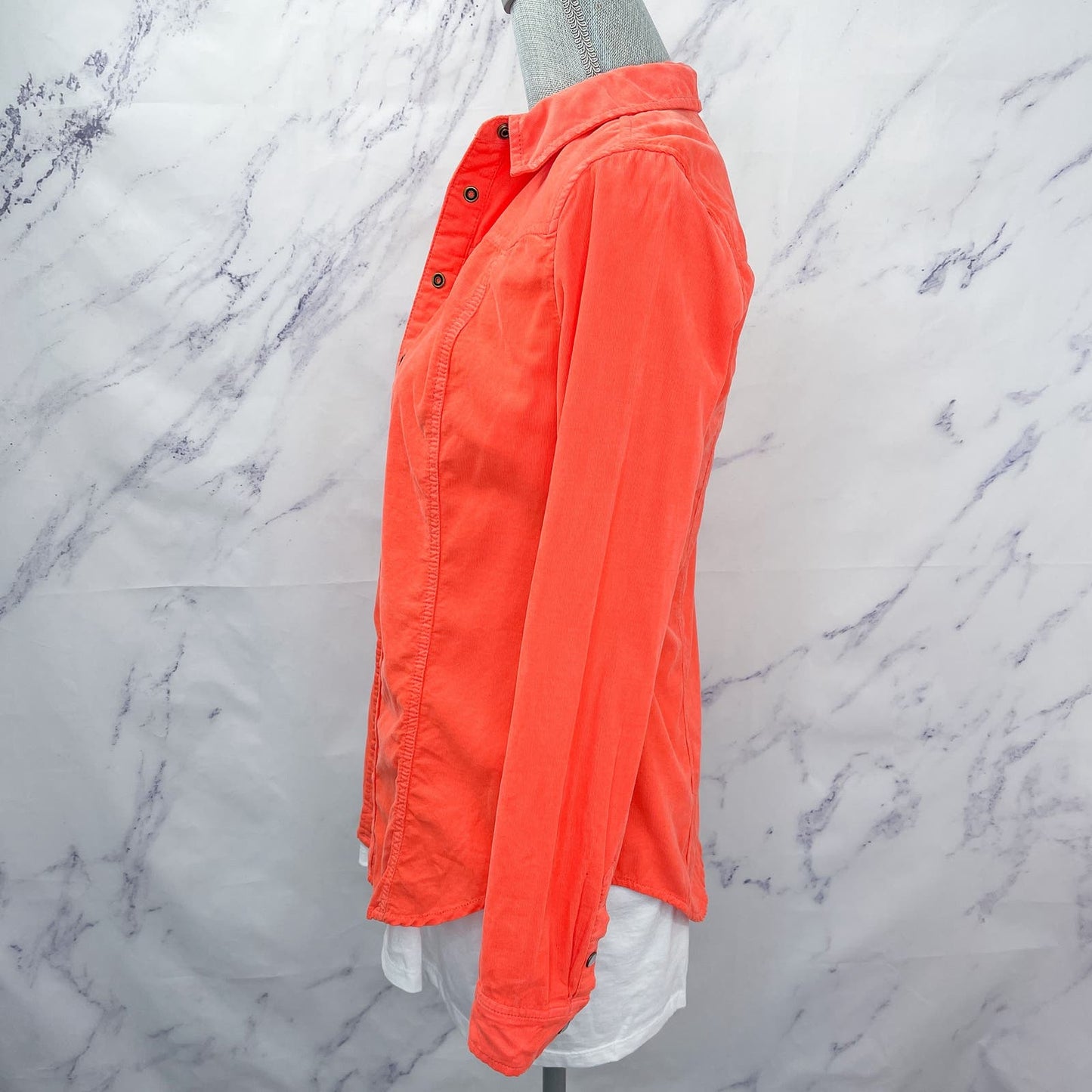 Anthropologie • Holding Horses | Orange Pinwale Corduroy Snap Front Shirt | 2