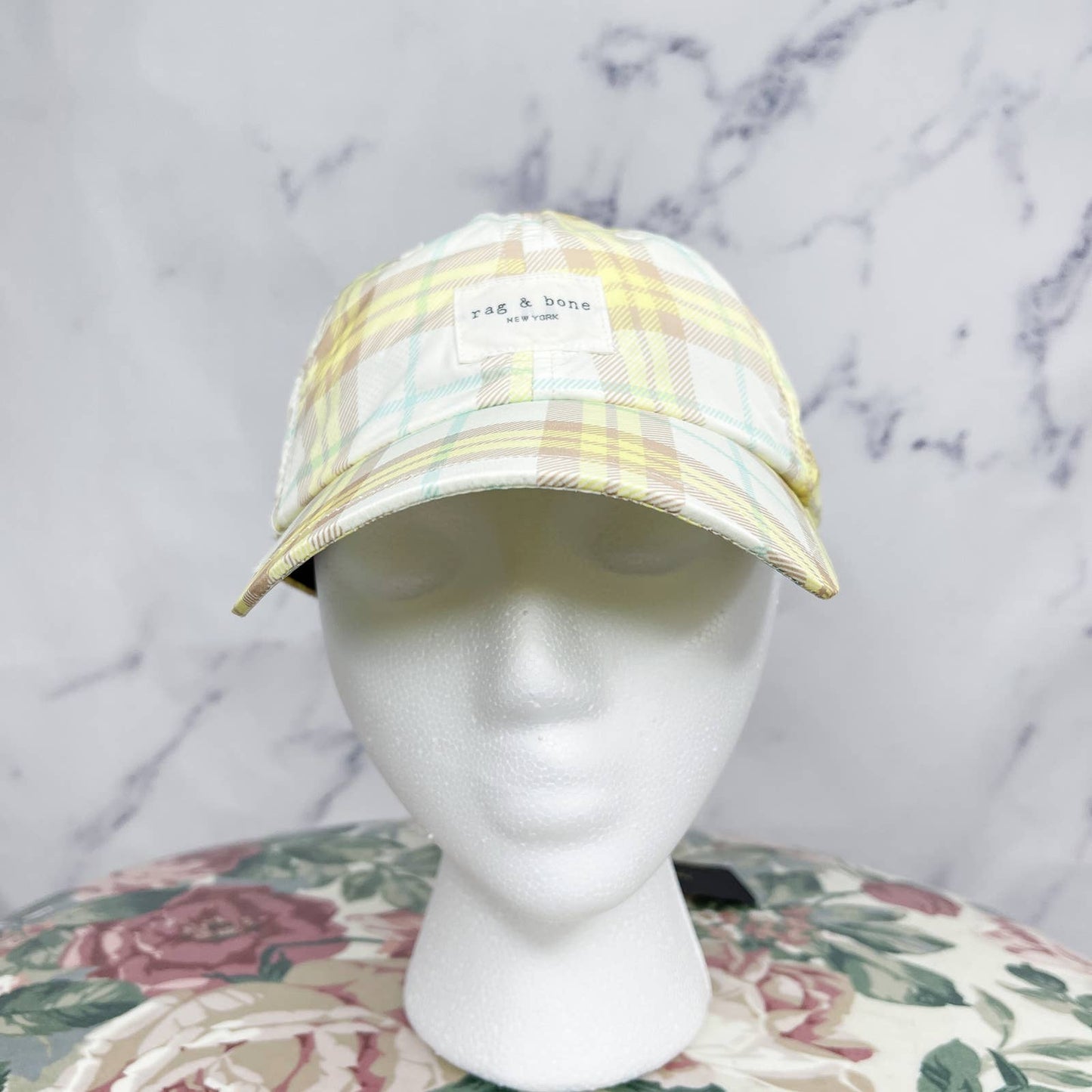 Rag & Bone | Addison Plaid Yellow Baseball Cap