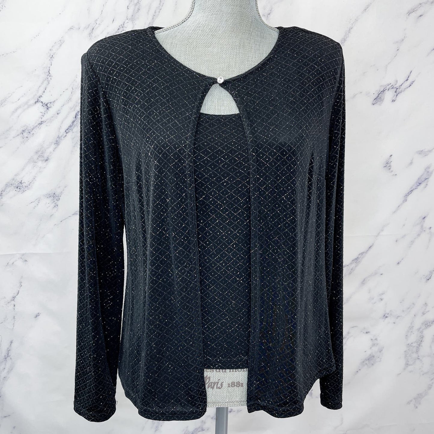 Onyx Nite | Black Metallic Cardigan and Tank Set | M