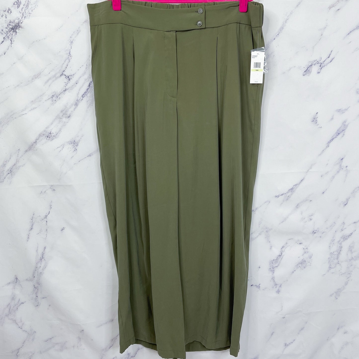 Jessica Simpson | Melba Pleated Wide-Leg Trouser Olive Night | 18W