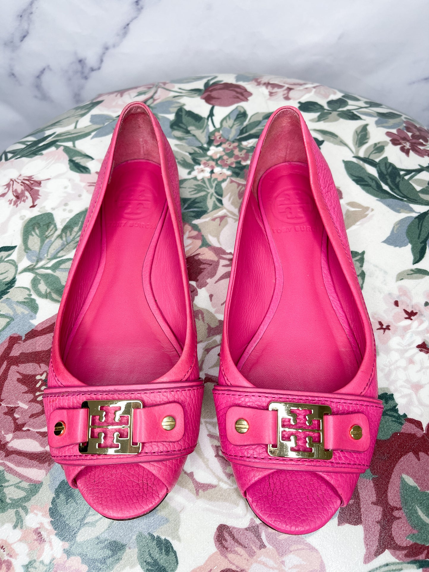 Tory Burch | Pink Fuchsia Open Toe Flats