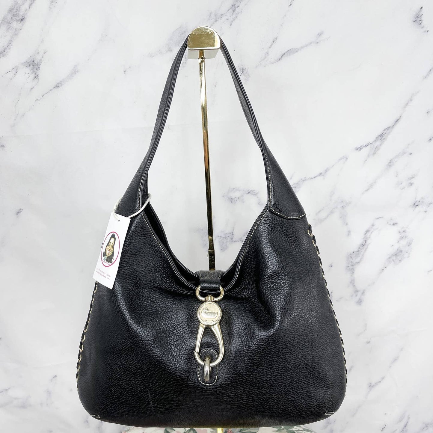 Dooney & Bourke | Whipstitch Black Pebble Leather Hobo