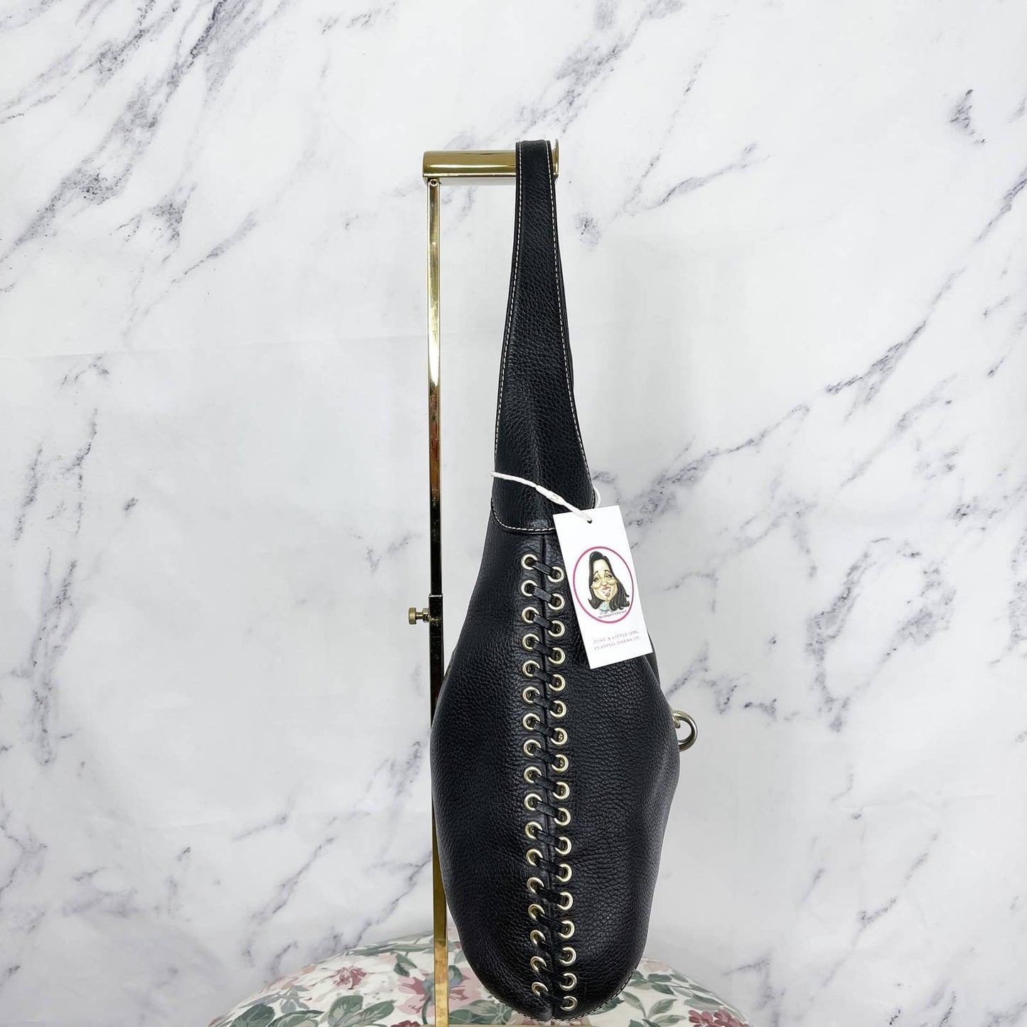 Dooney & Bourke | Whipstitch Black Pebble Leather Hobo
