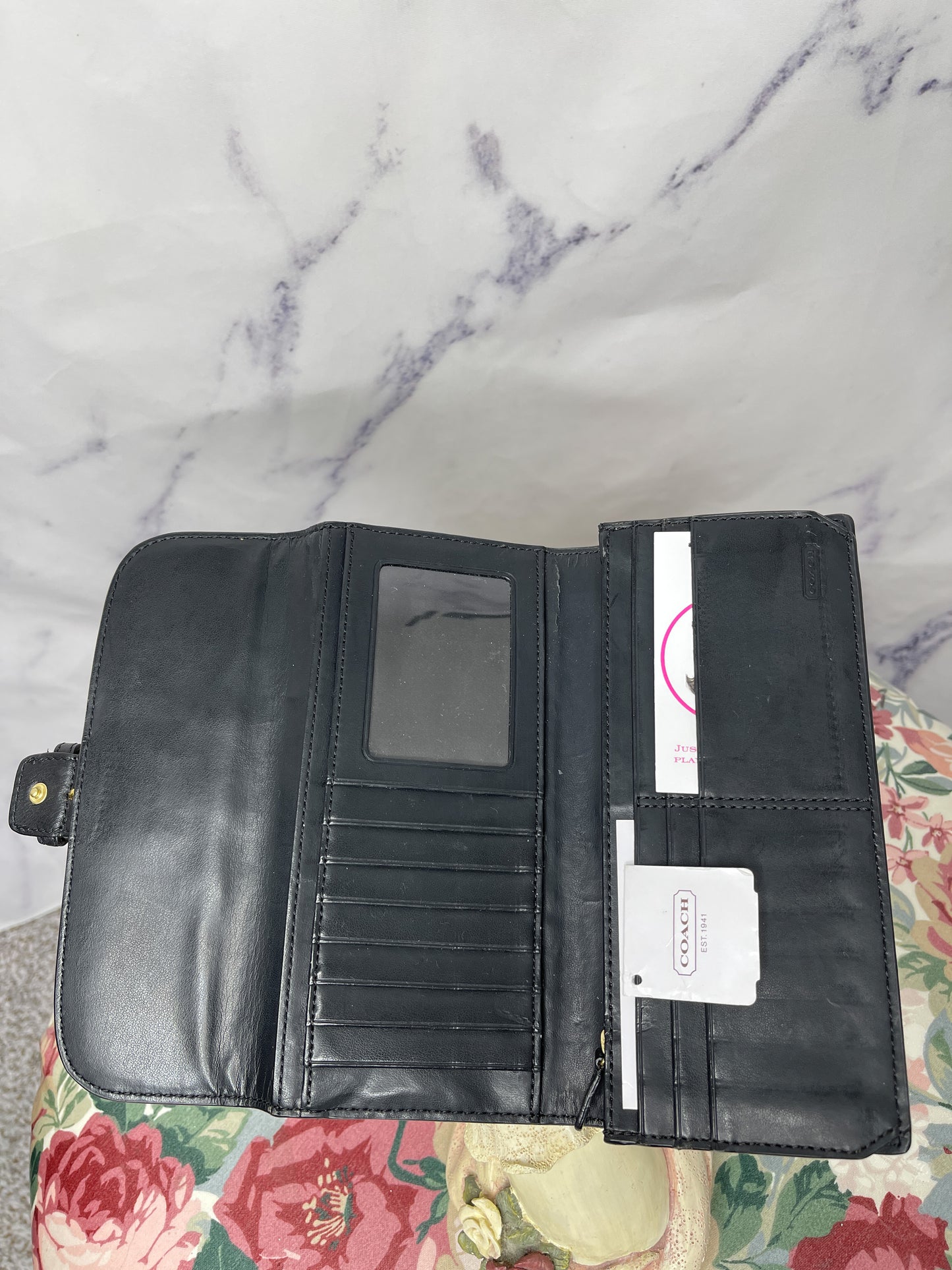 Coach | Black Campbell Leather Buckle Slim Envelope Wallet