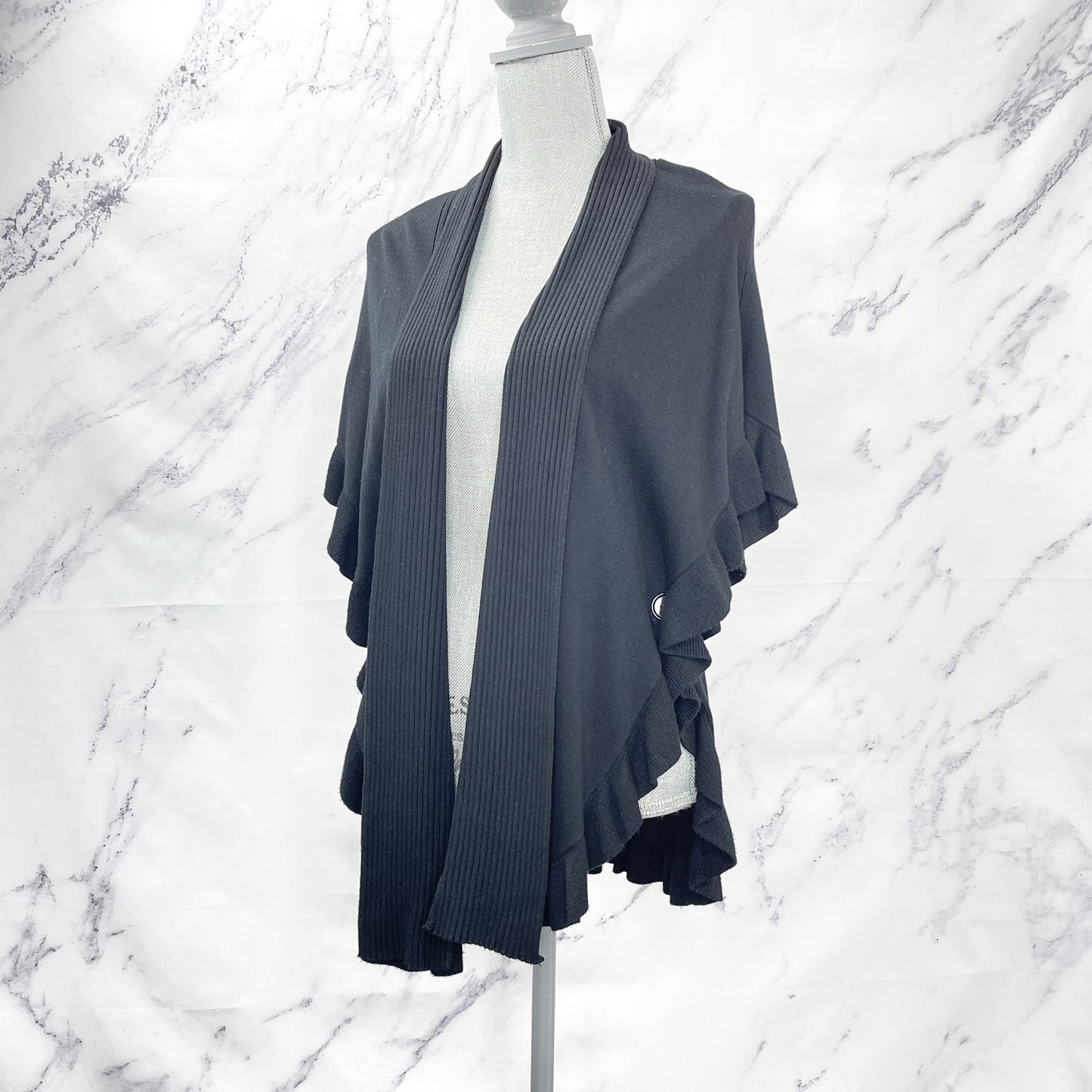 Joseph A. | Black Ribbed Cardigan/Shawl | M