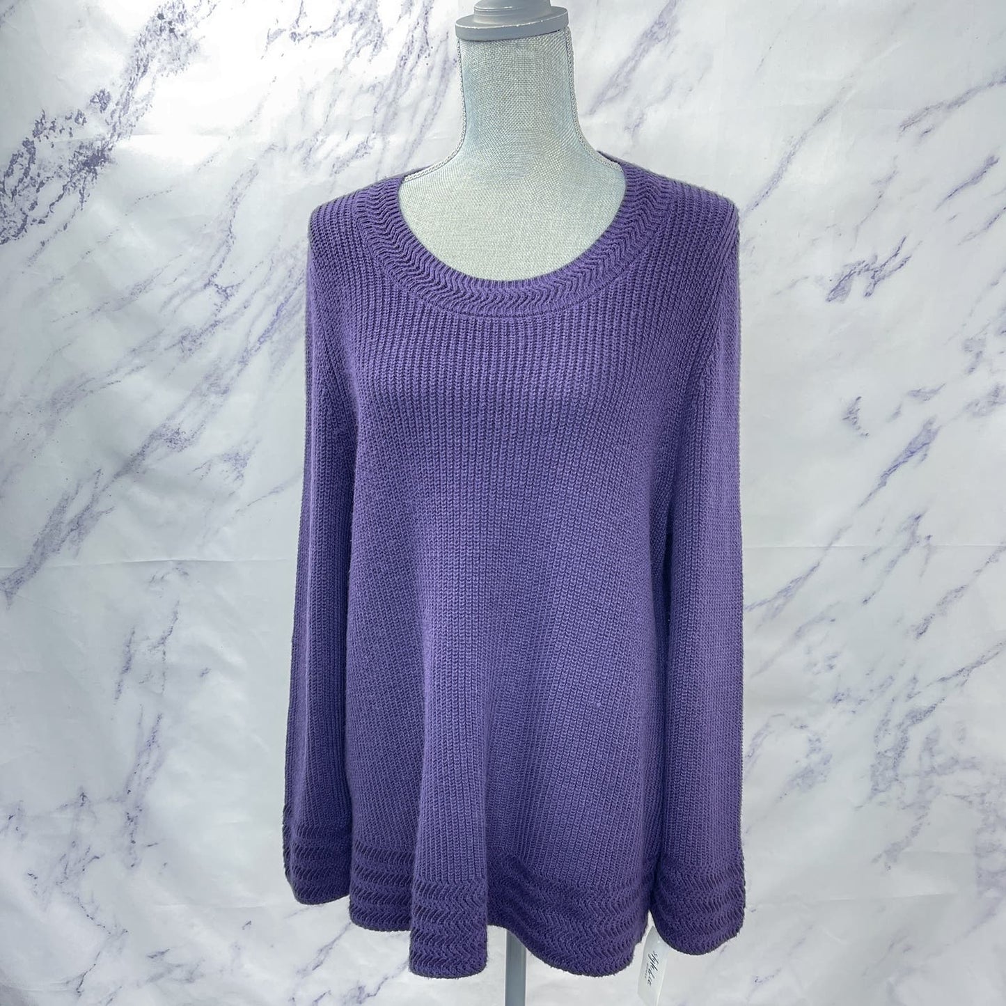 Style & Co | Purple Chunky Cable Knit Sweater | 0X