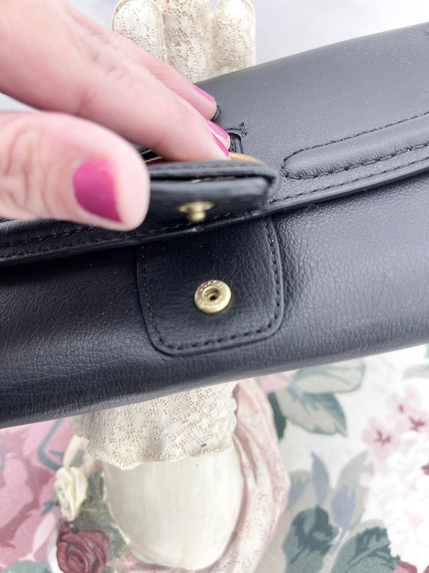 Coach | Black Campbell Leather Buckle Slim Envelope Wallet