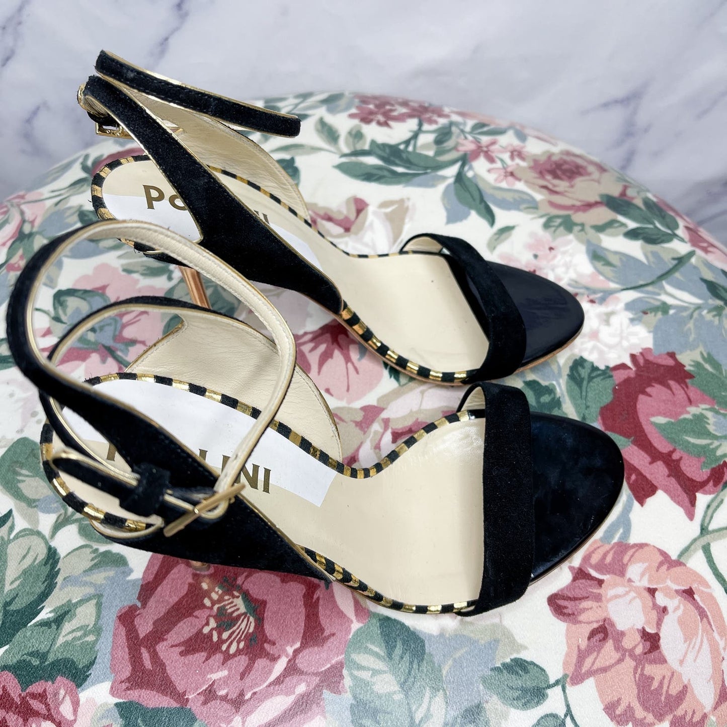 Pollini | Black Suede Stiletto Heels | EU37.5 US(7)