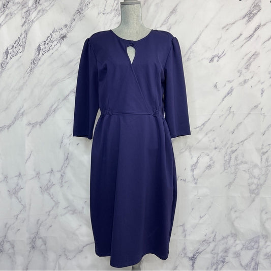 eShakti | Navy 3/4 Sleeve Midi Dress | XL (18)