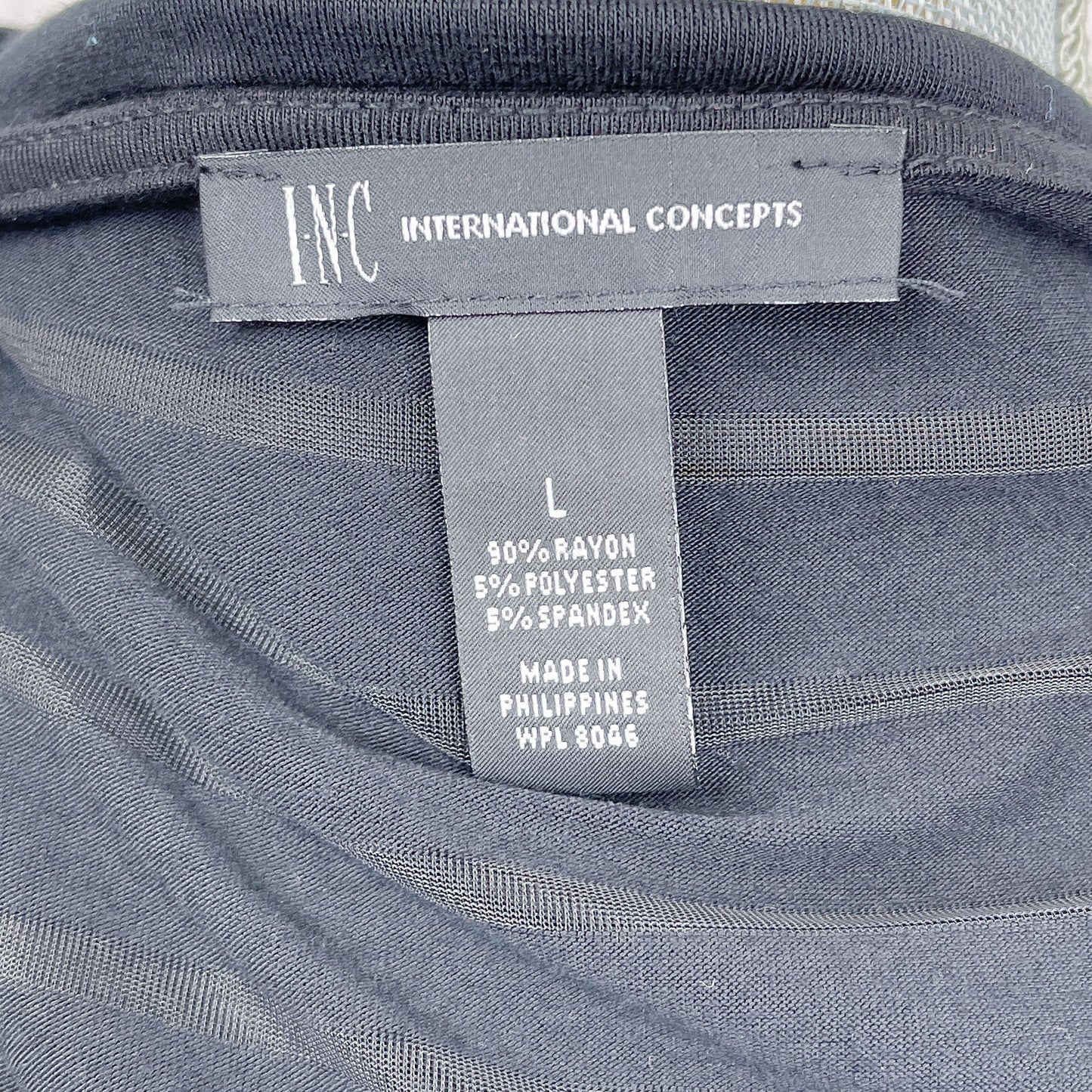 I.N.C. | Black Sheer Striped Shirt | L