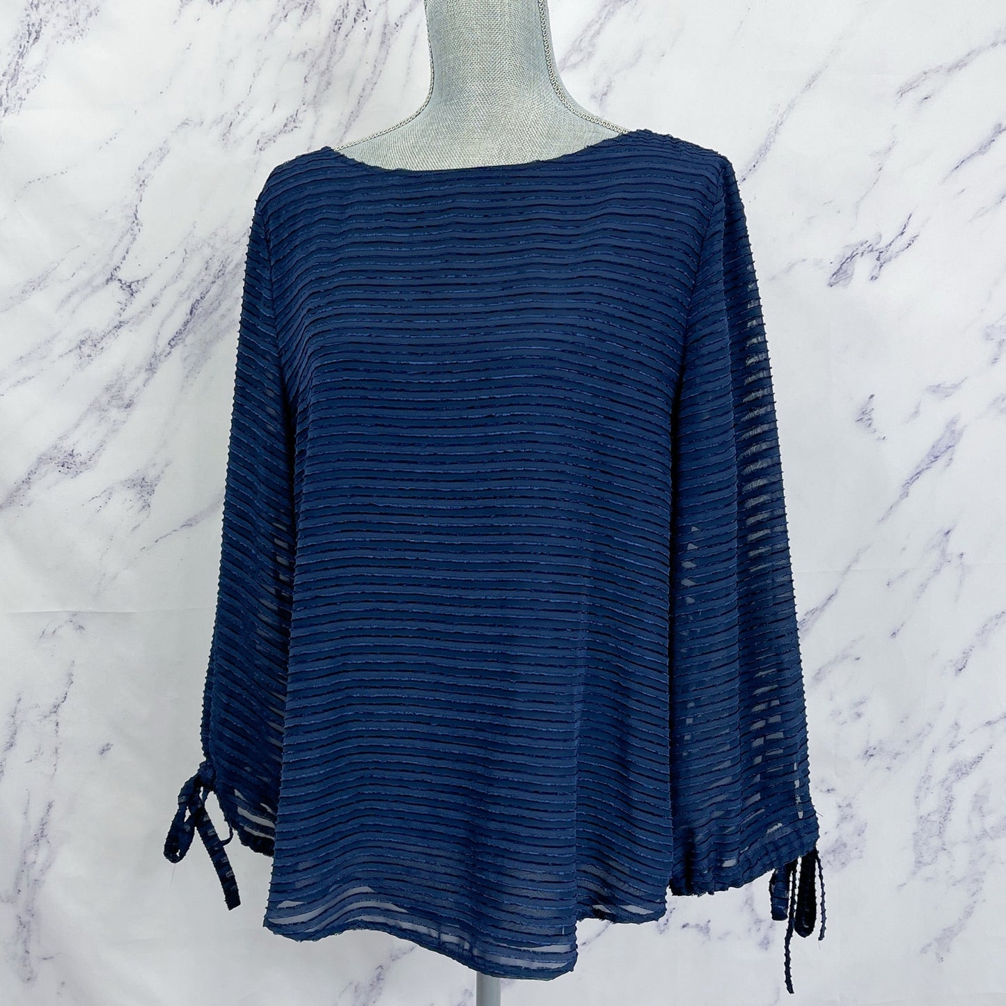 Banana Republic | Navy Semi-Sheer Long Sleeve Shirt | L