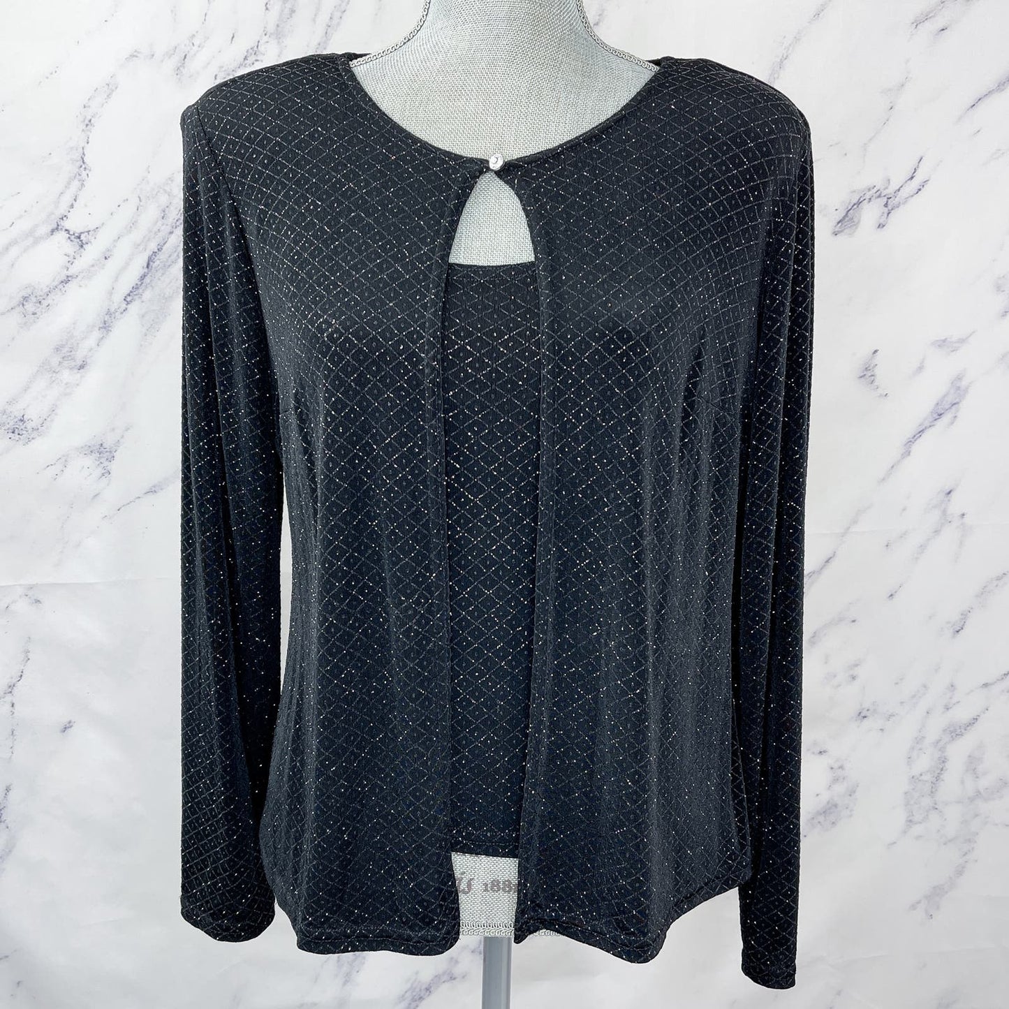 Onyx Nite | Black Metallic Cardigan and Tank Set | M