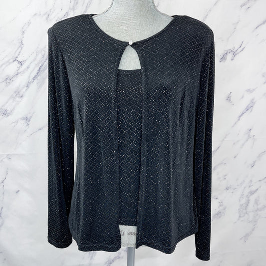 Onyx Nite | Black Metallic Cardigan and Tank Set | M