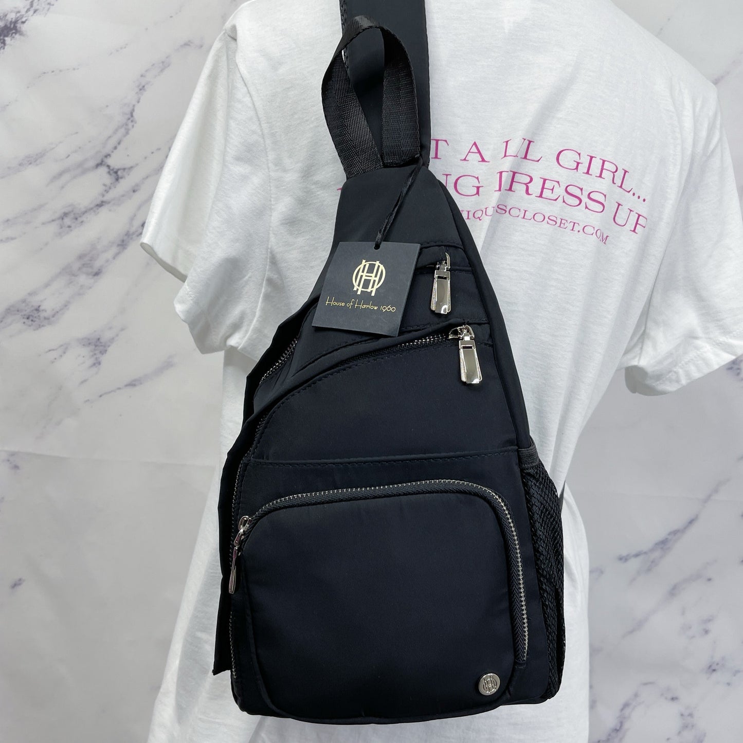 House of Harlow 1960 | Black Savannah Sling Bag/Crossbody