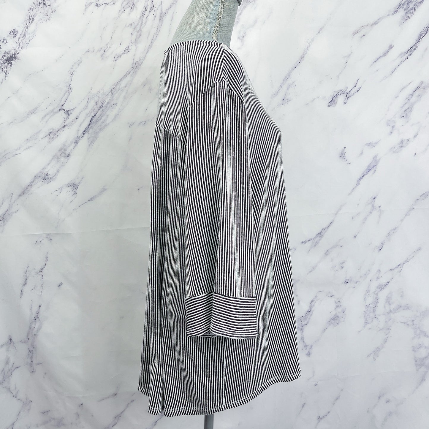 W5 | Black & White Striped 3/4 Sleeve Shirt | 3X