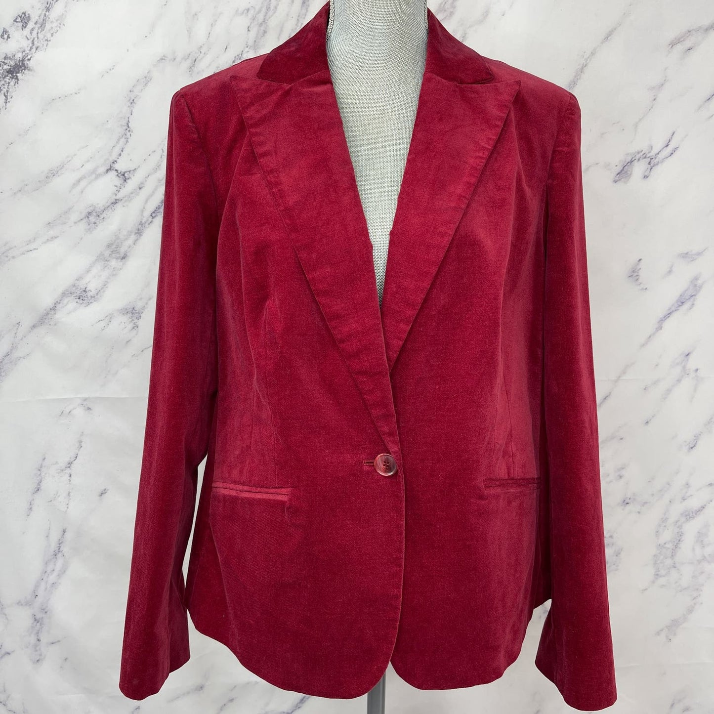 Jones New York | Deep Red/Maroon Velour Blazer | 14W
