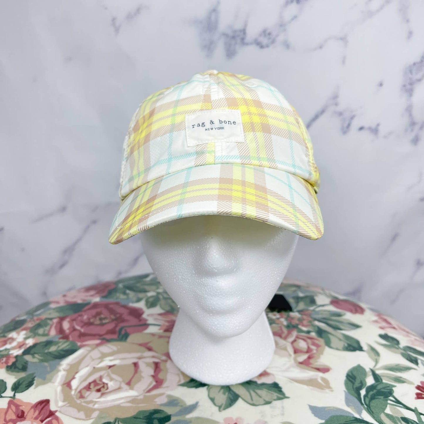 Rag & Bone | Addison Plaid Yellow Baseball Cap