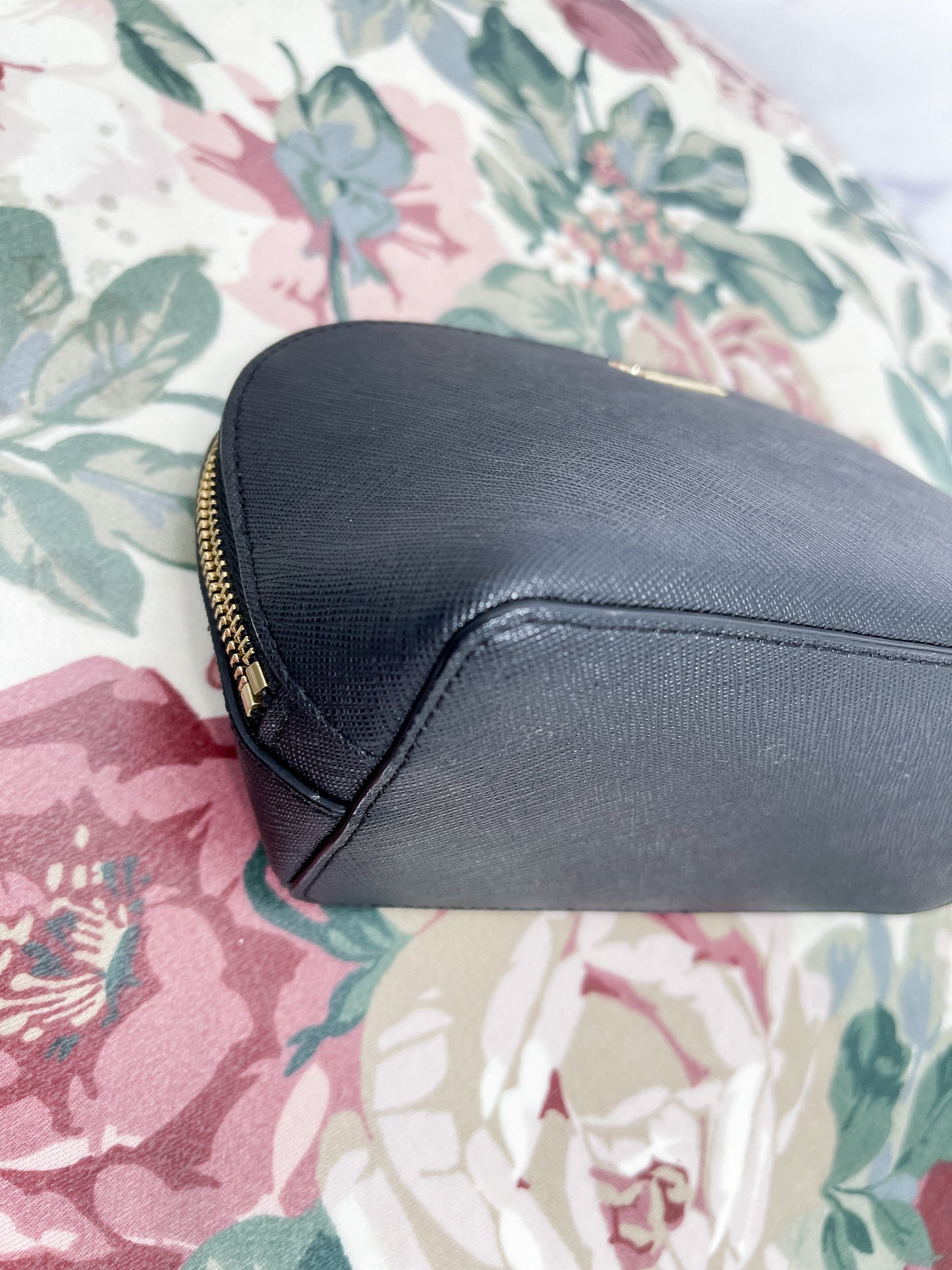 Kate Spade | Black Saffiano Leather Small Black Cosmetic Bag