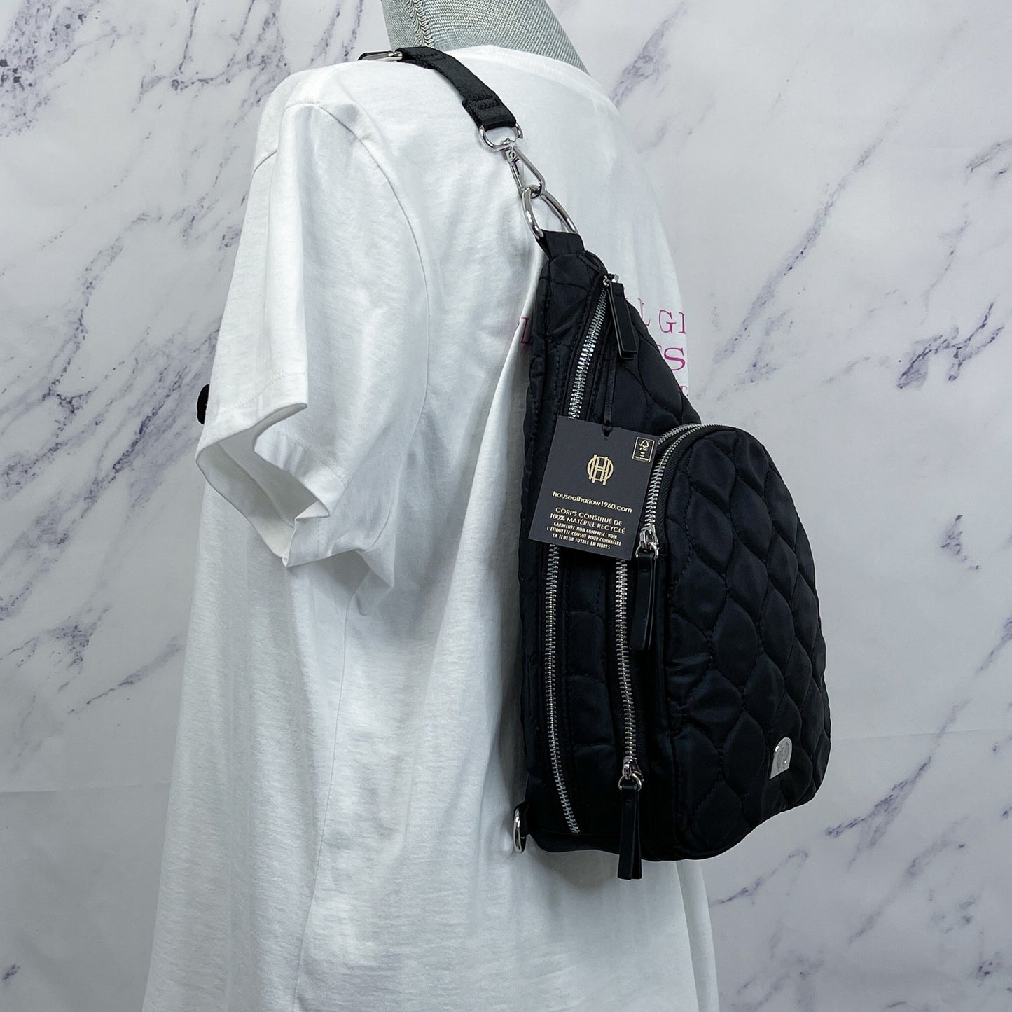 House of Harlow 1960 | Black Quilted Sling Bag / Crossbody