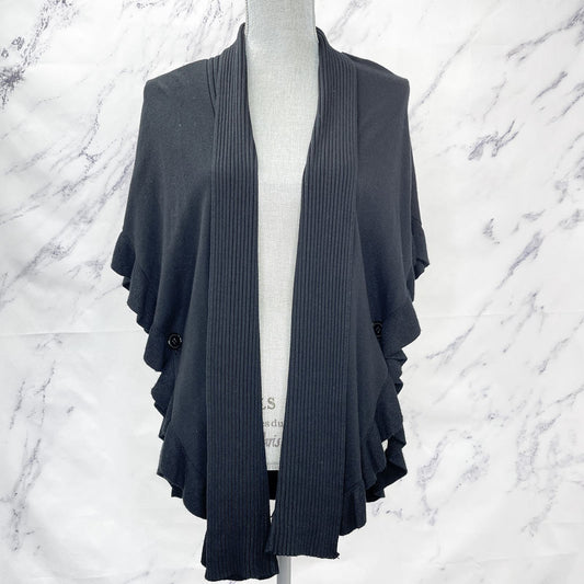 Joseph A. | Black Ribbed Cardigan/Shawl  | M