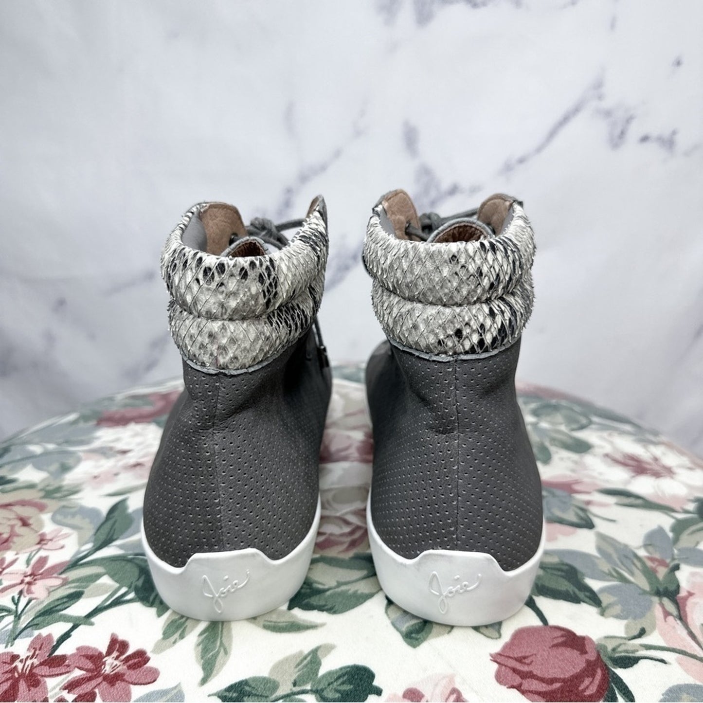 Joie | Devon Perforated Grey Suede High-Top Sneaker | 41 (11)