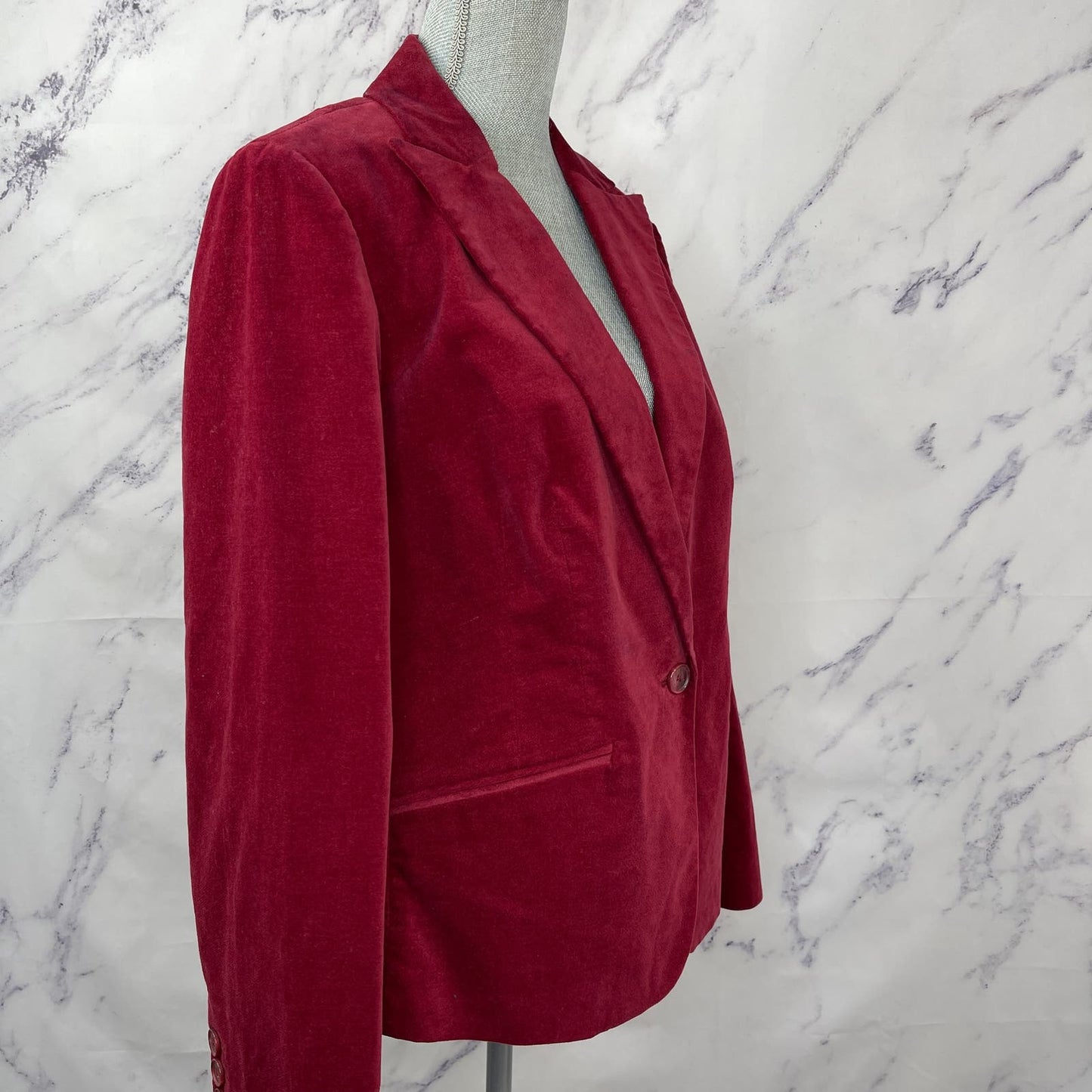 Jones New York | Deep Red/Maroon Velour Blazer | 14W