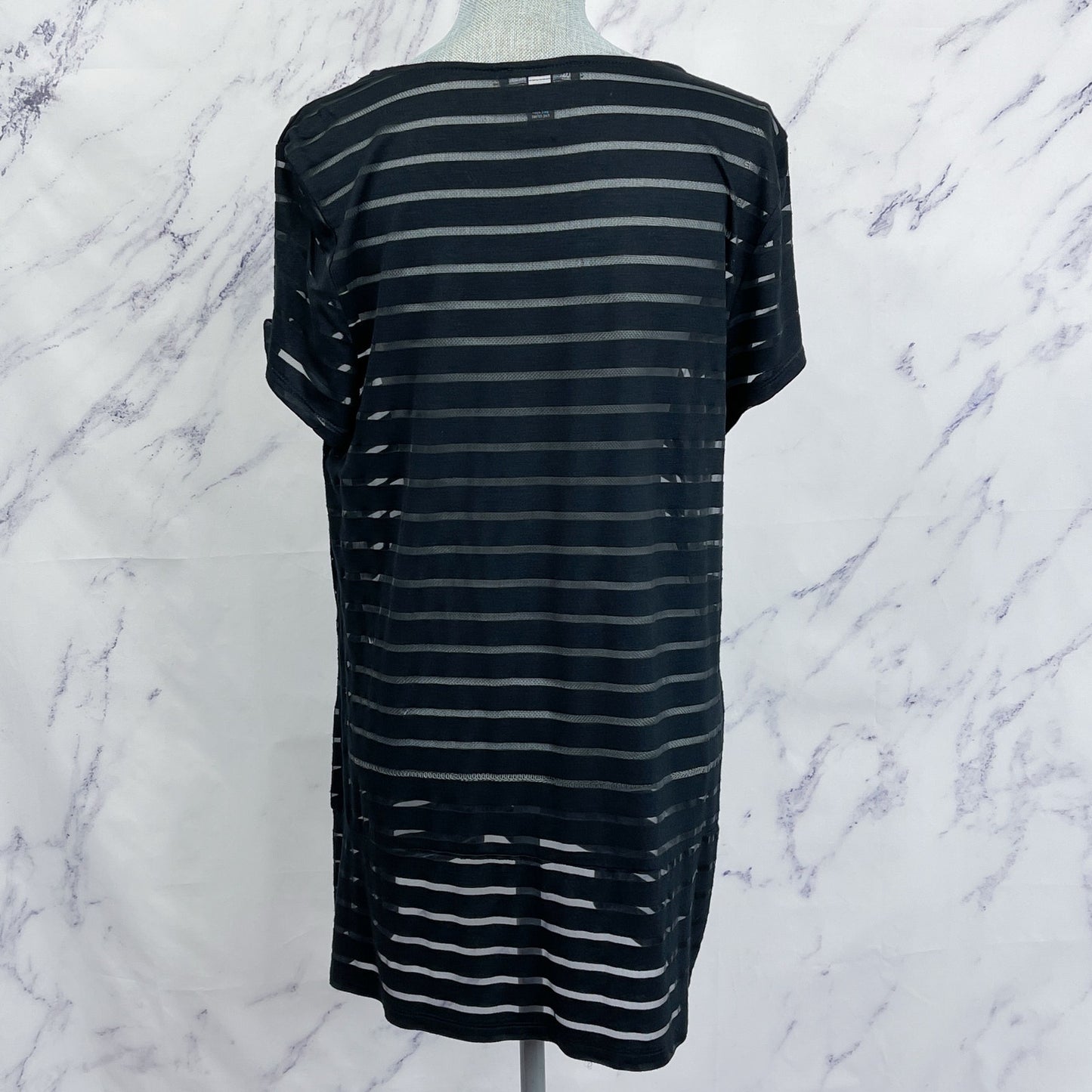 I.N.C. | Black Sheer Striped Shirt | L