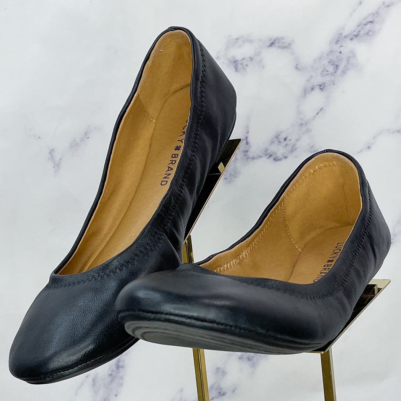 Lucky Brand | ‘Erin’ Black Leather Flats | 10