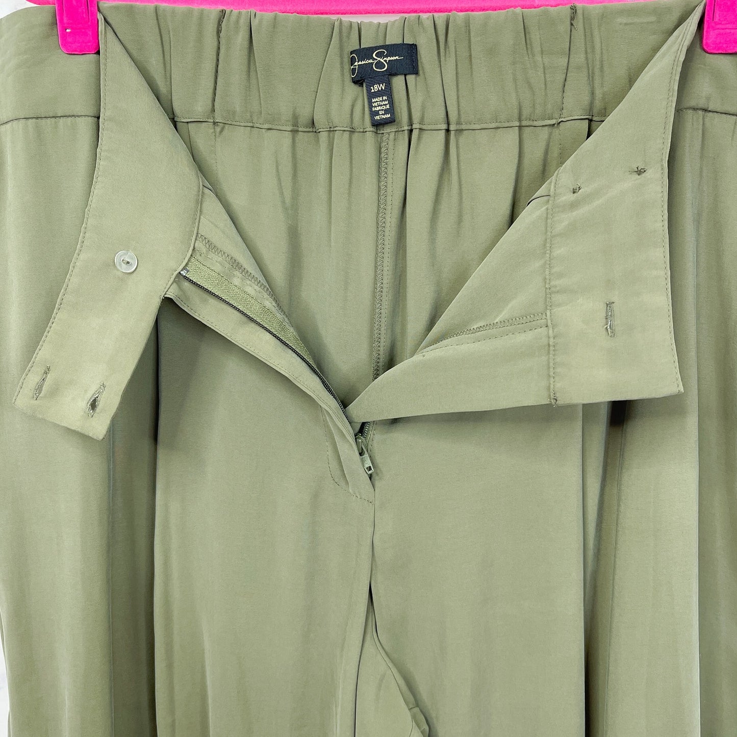 Jessica Simpson | Melba Pleated Wide-Leg Trouser Olive Night | 18W
