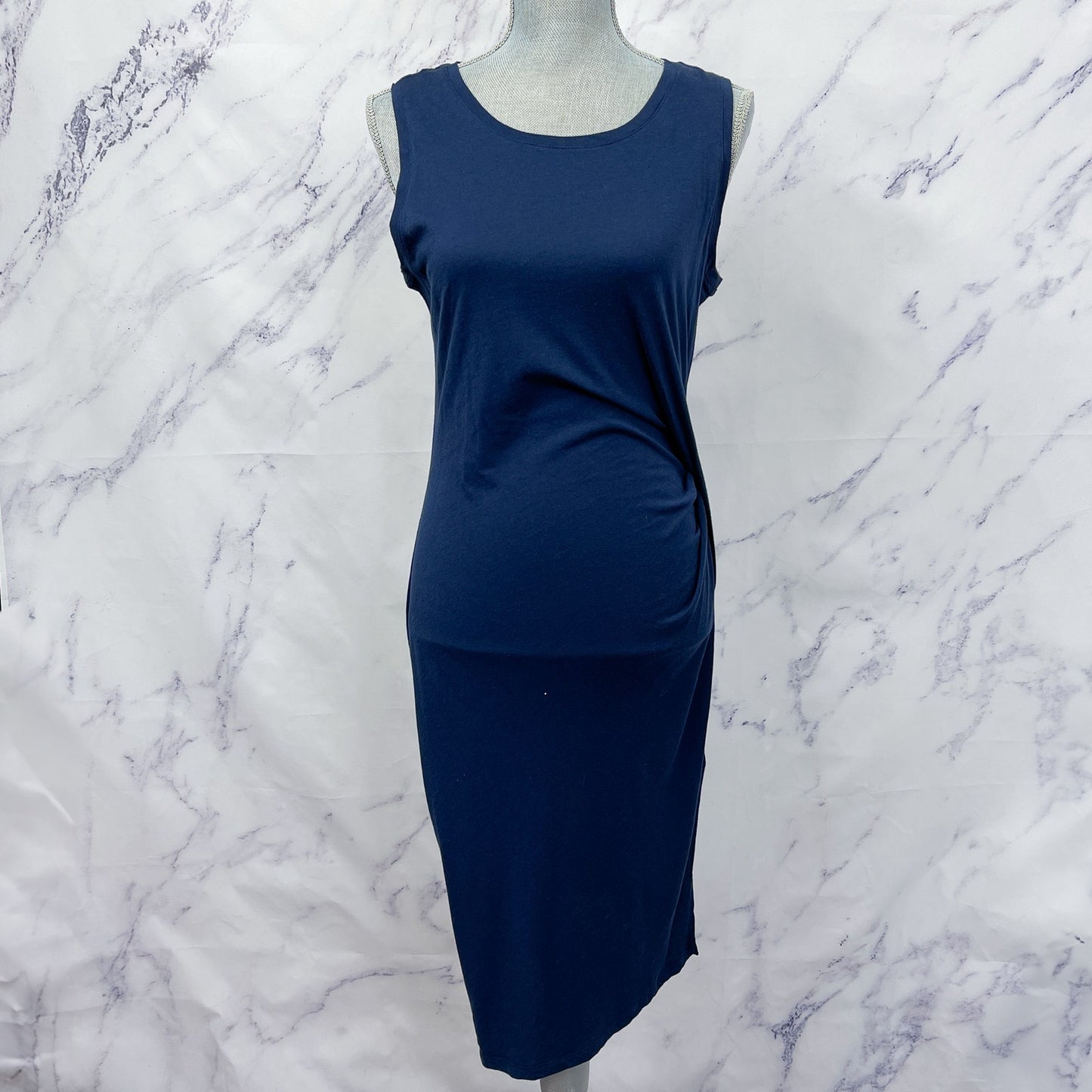 MICHAEL Michael Kors | Navy Sleeveless Faux Wrap Jersey Dress | M