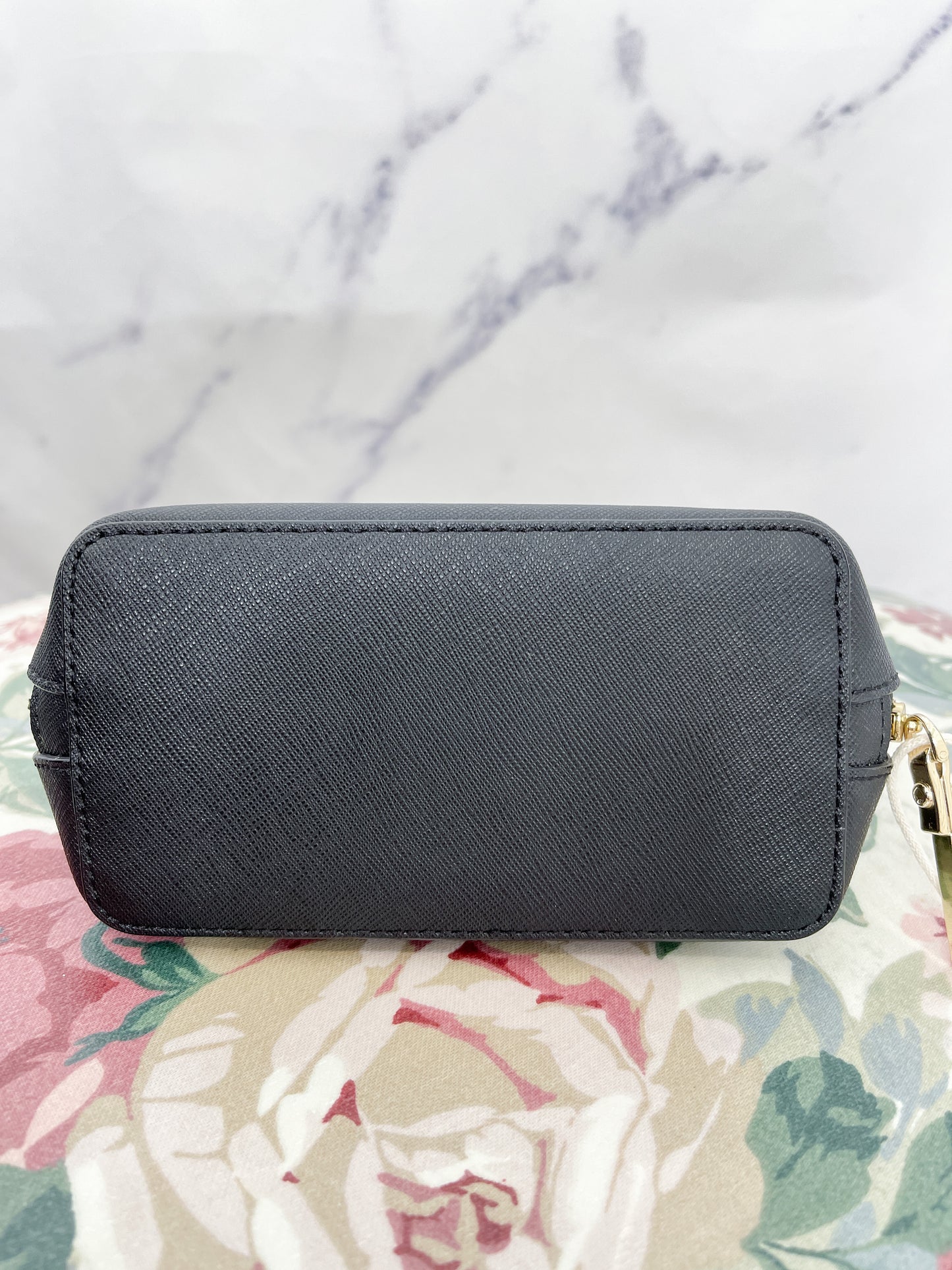 Kate Spade | Black Saffiano Leather Small Black Cosmetic Bag