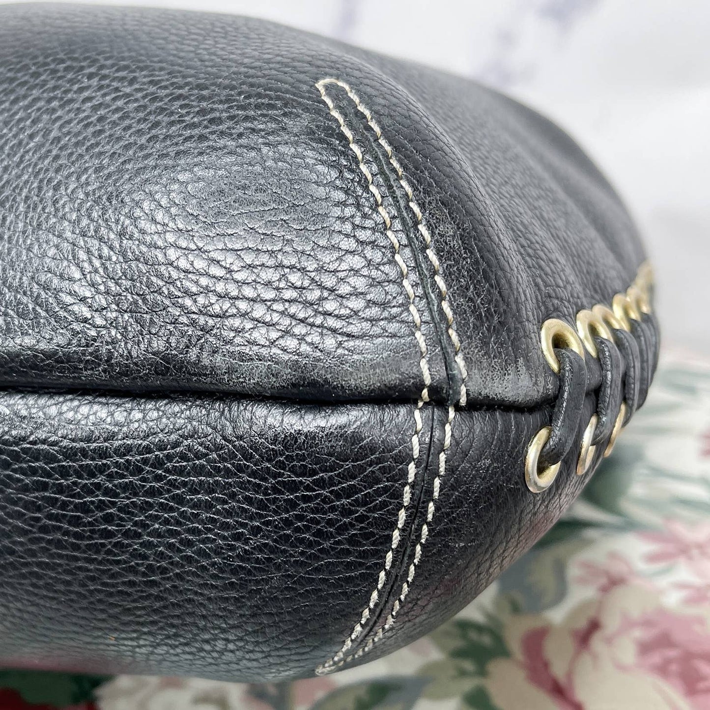 Dooney & Bourke | Whipstitch Black Pebble Leather Hobo