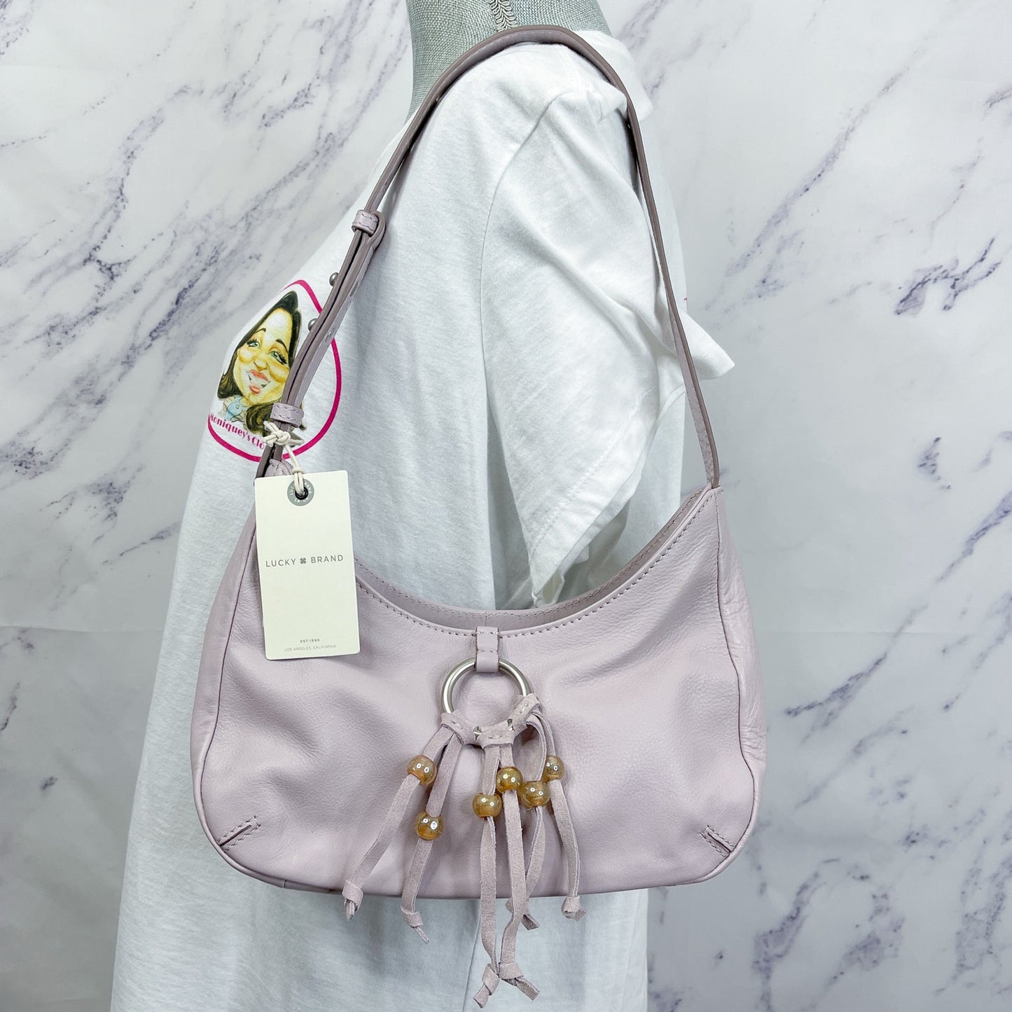 Lucky Brand | Mez Small Leather Shoulder Bag in Gray Lilac