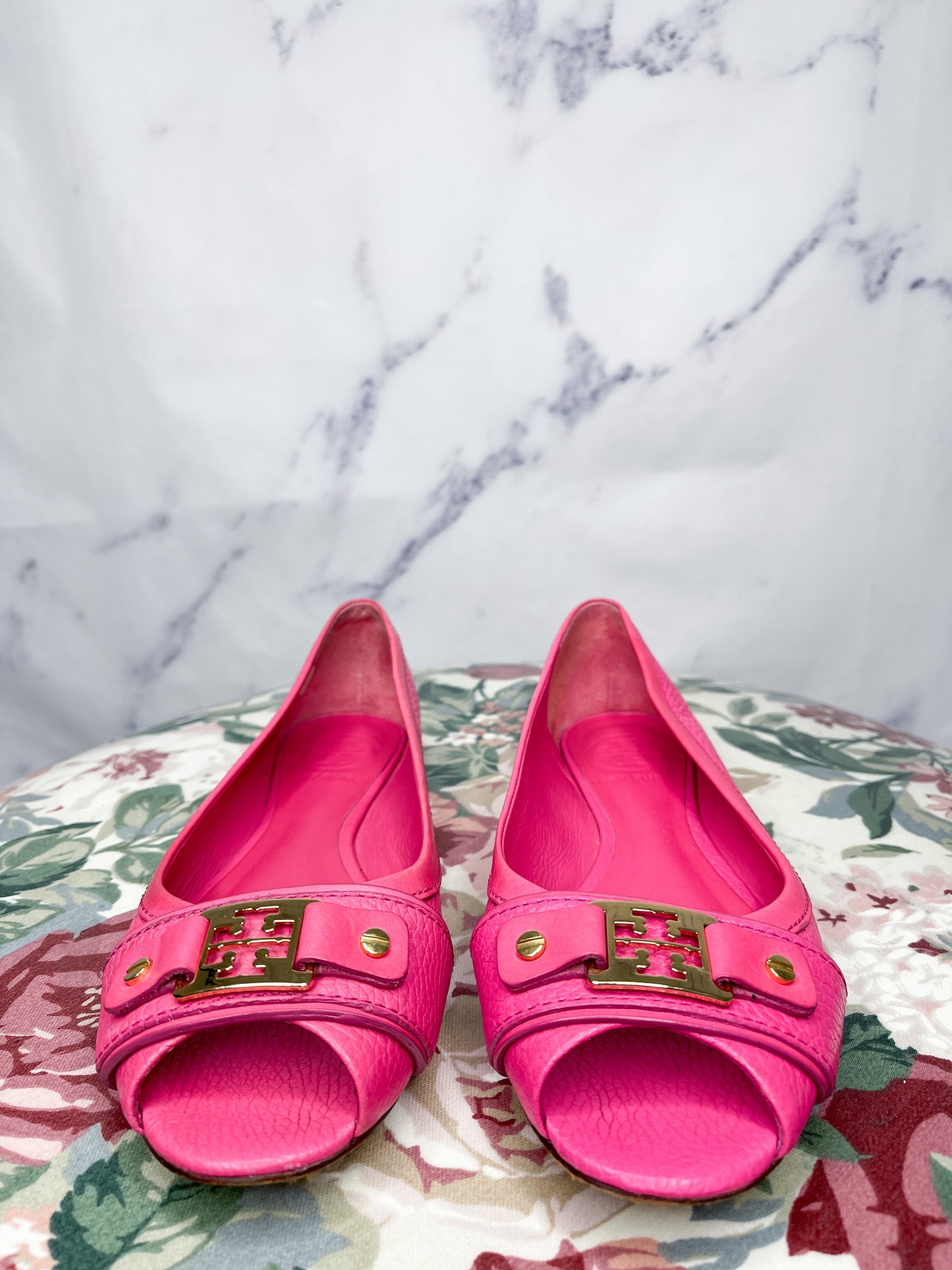 Tory Burch | Pink Fuchsia Open Toe Flats