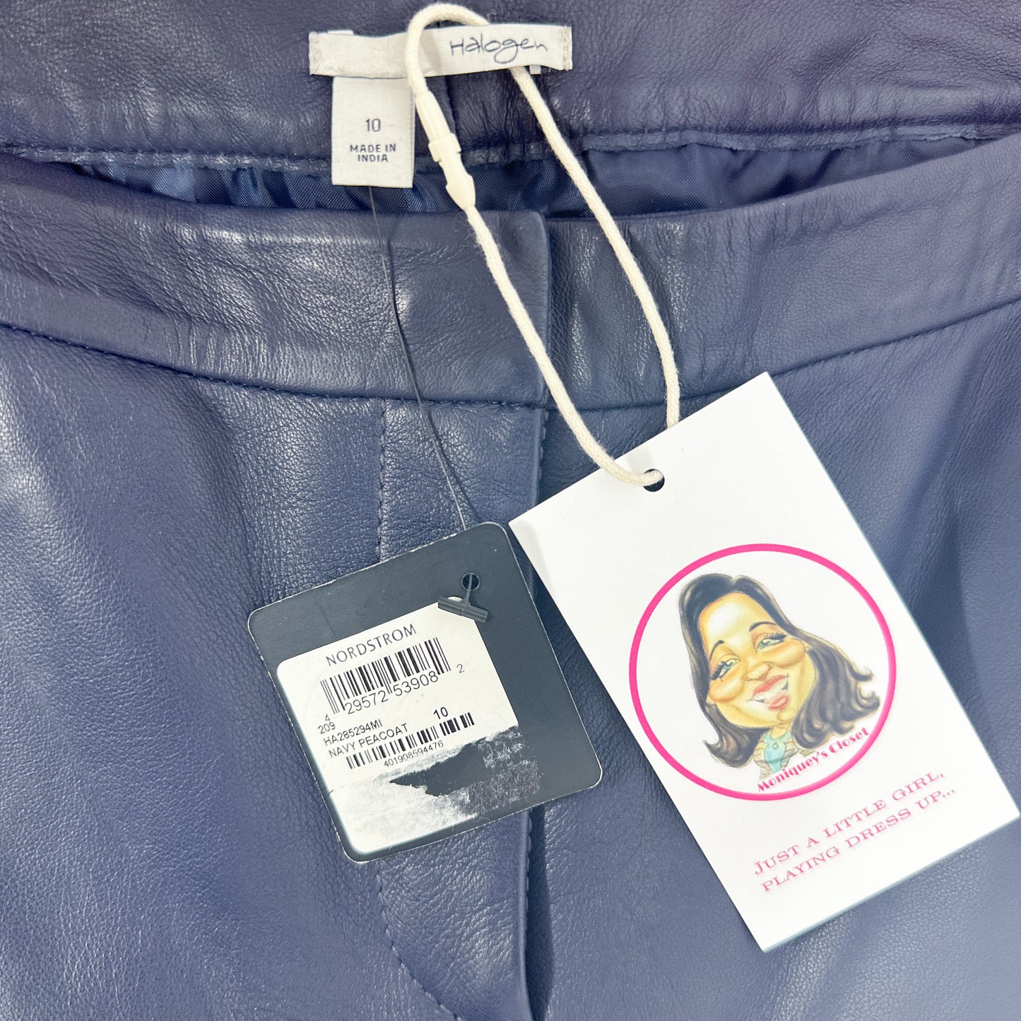 Halogen | Navy Genuine Leather Pants | 10