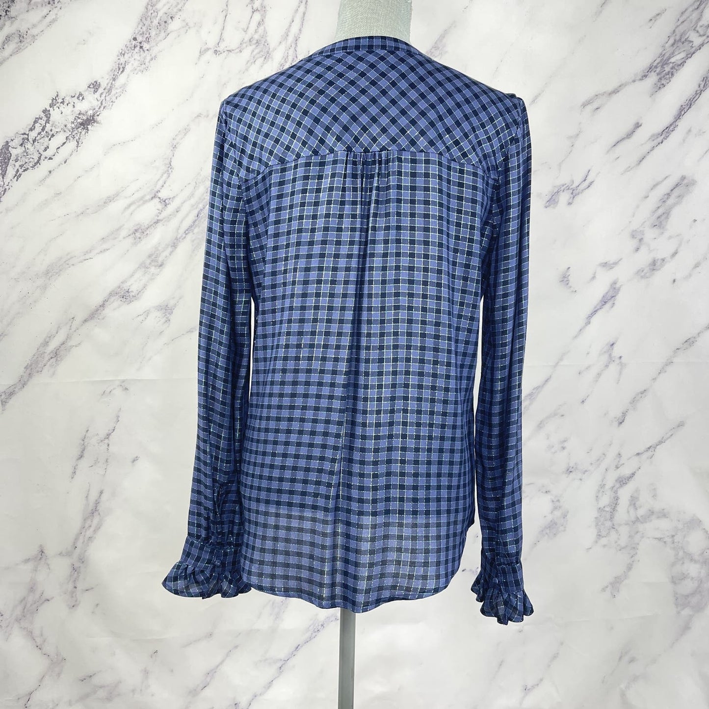 Paige | Amalfi Plaid Blouse in Crown Blue | M