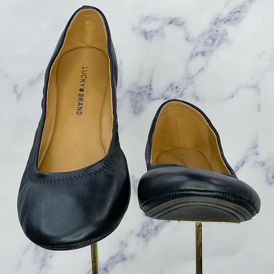 Lucky Brand | ‘Erin’ Black Leather Flats | 10