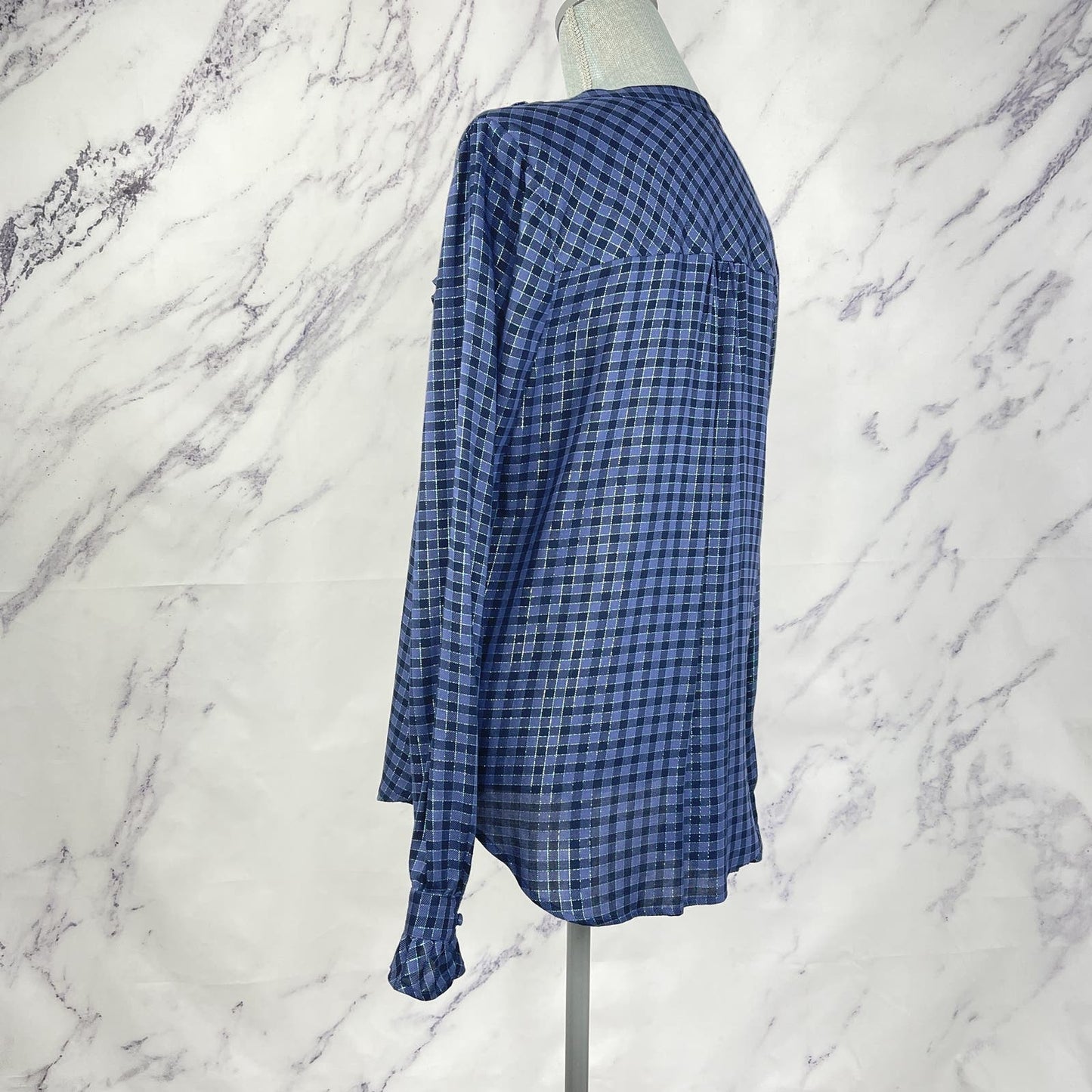 Paige | Amalfi Plaid Blouse in Crown Blue | M