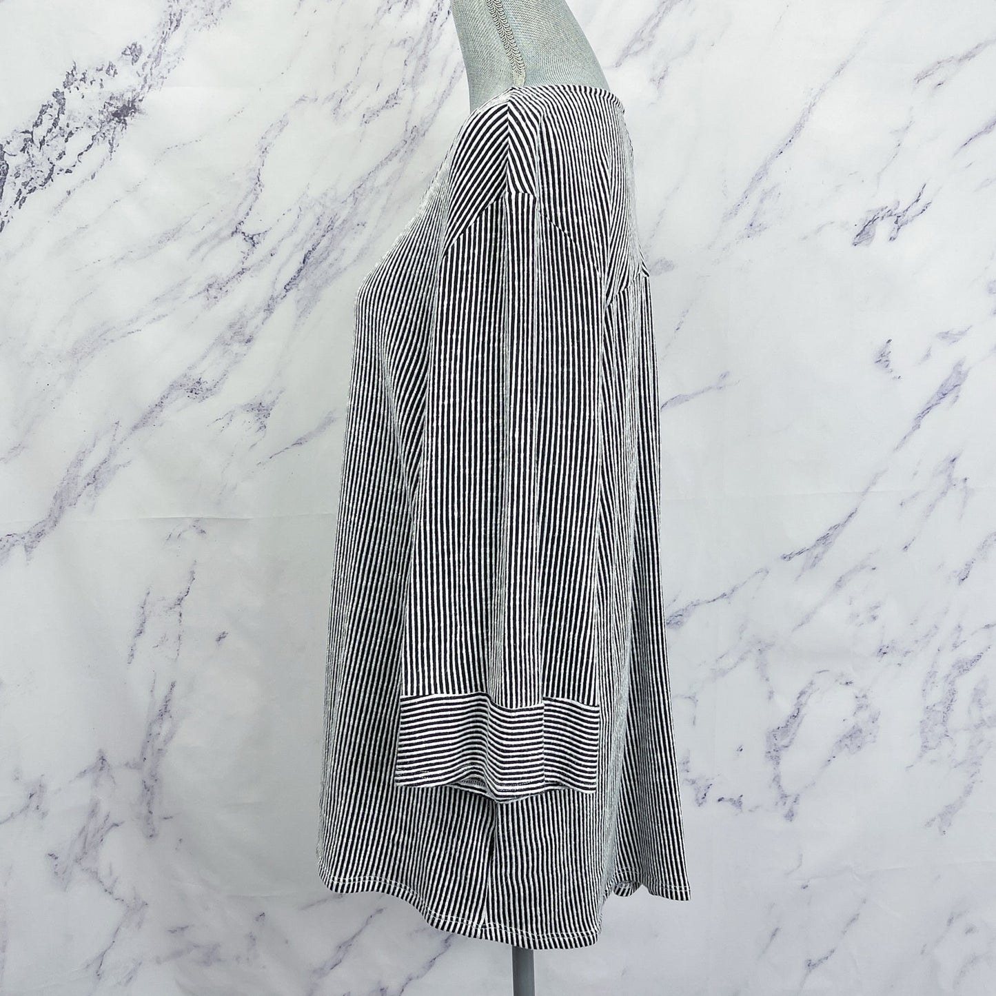 W5 | Black & White Striped 3/4 Sleeve Shirt | 3X