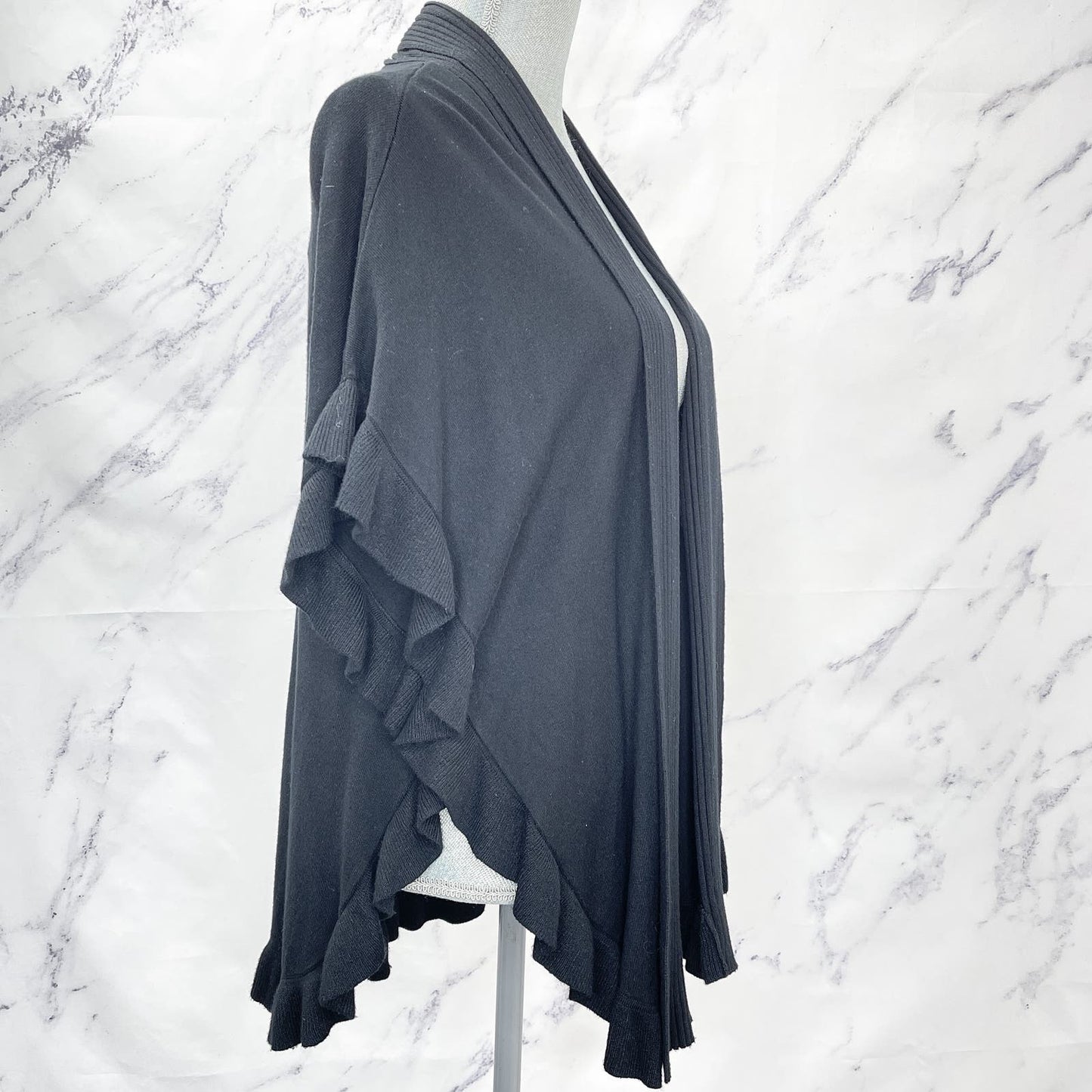 Joseph A. | Black Ribbed Cardigan/Shawl | M