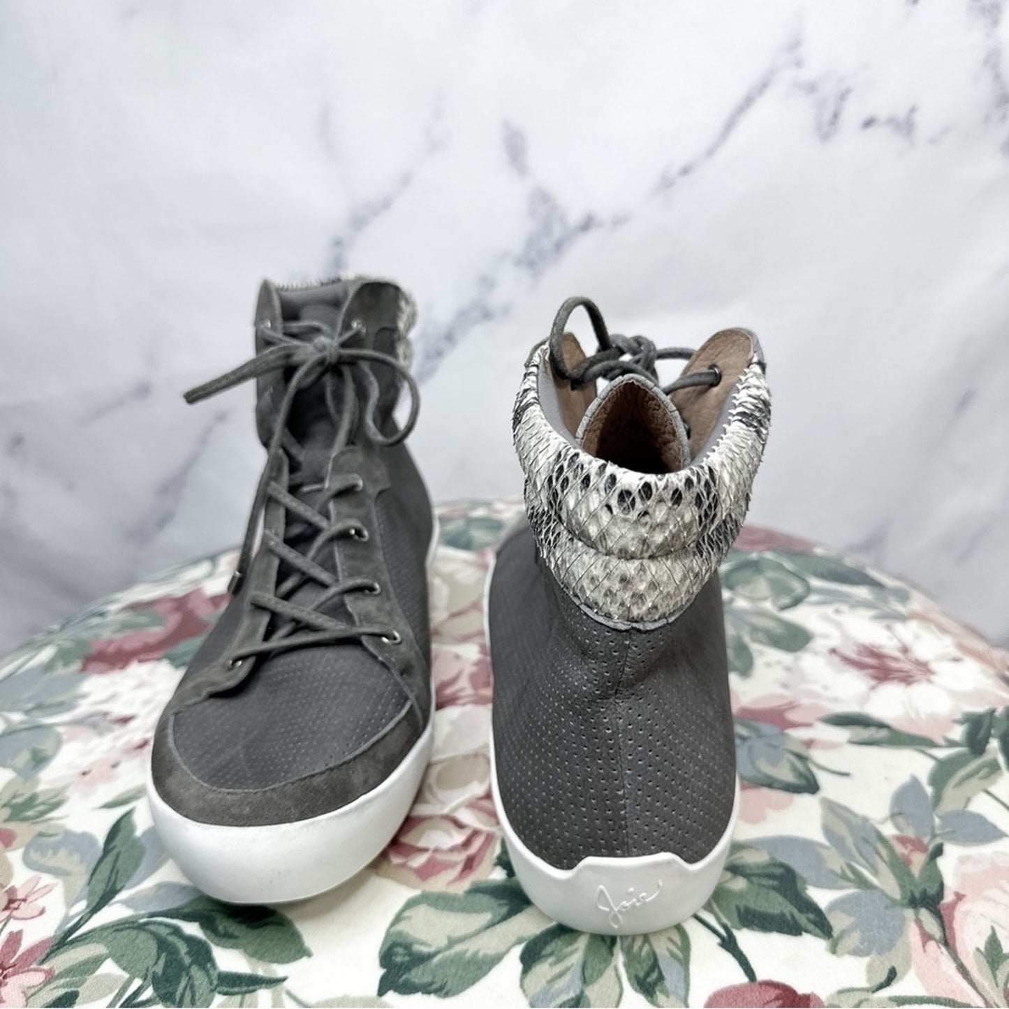 Joie | Devon Perforated Grey Suede High-Top Sneaker | 41 (11)