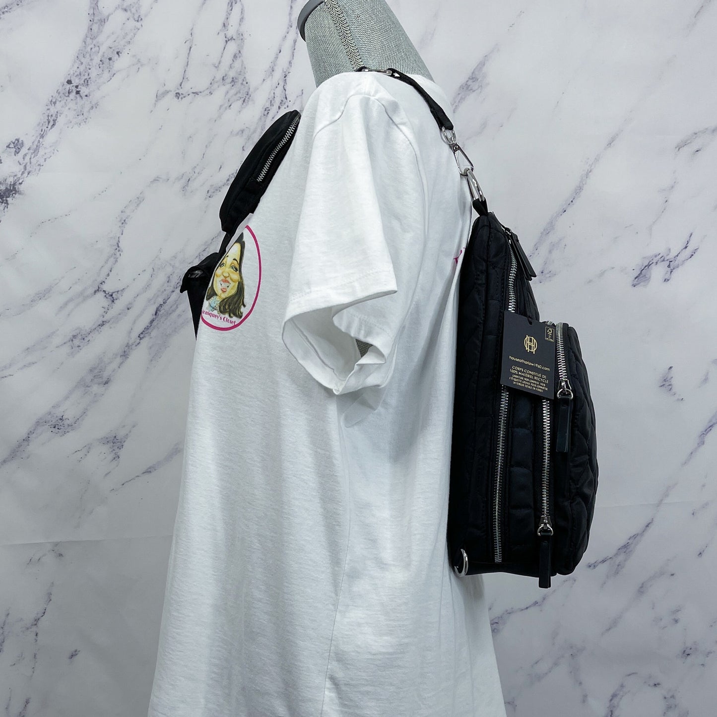 House of Harlow 1960 | Black Quilted Sling Bag / Crossbody