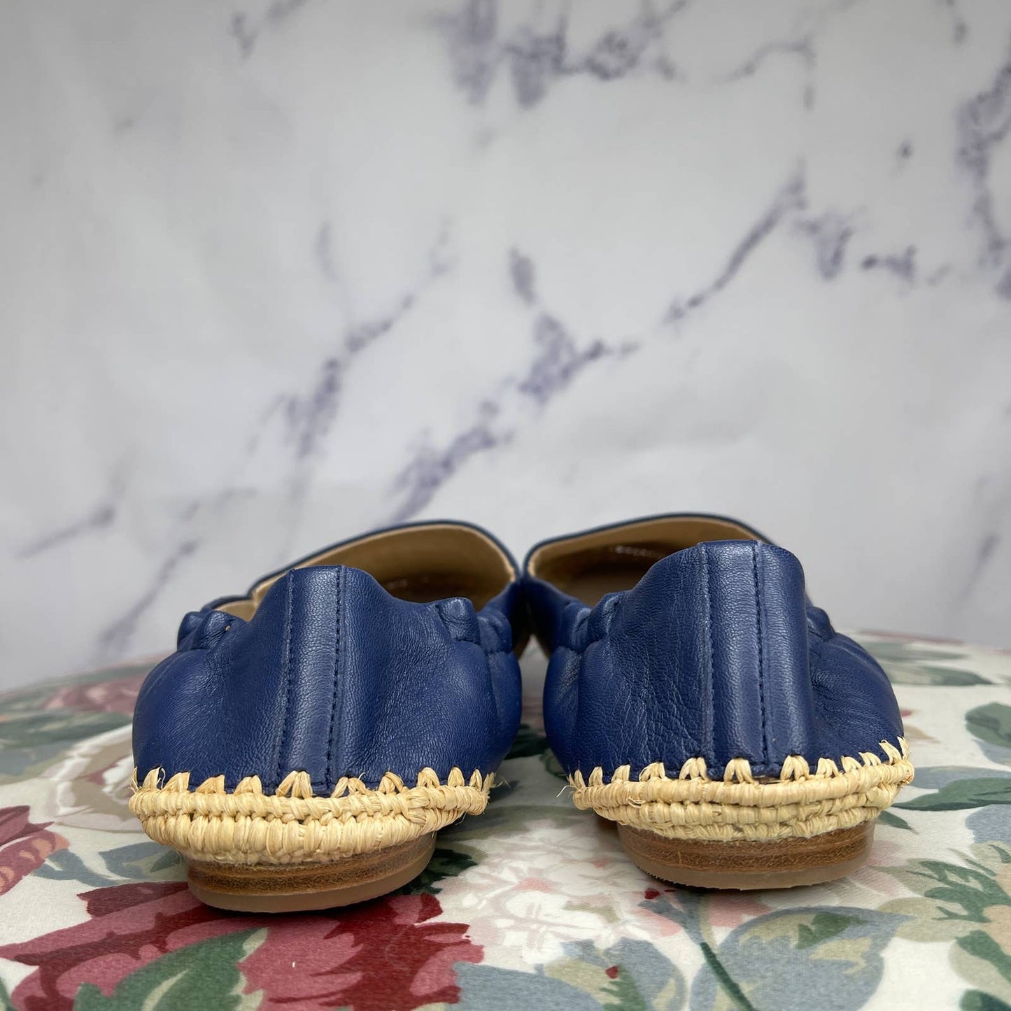 Tory Burch | Leather Flats w/ Espadrilles Trim | Sz 8