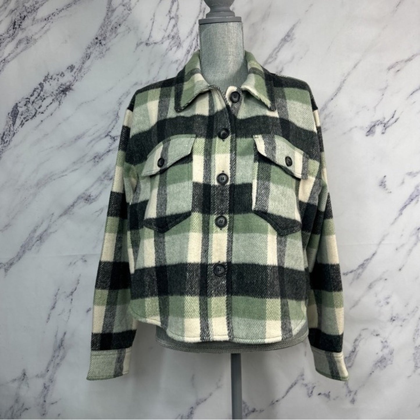 Joie | Green/Black Plaid Button-Down Shirt/Jacket | L