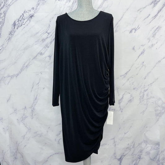 Gibson Latimer | Black Ruched Midi Dress | 2X