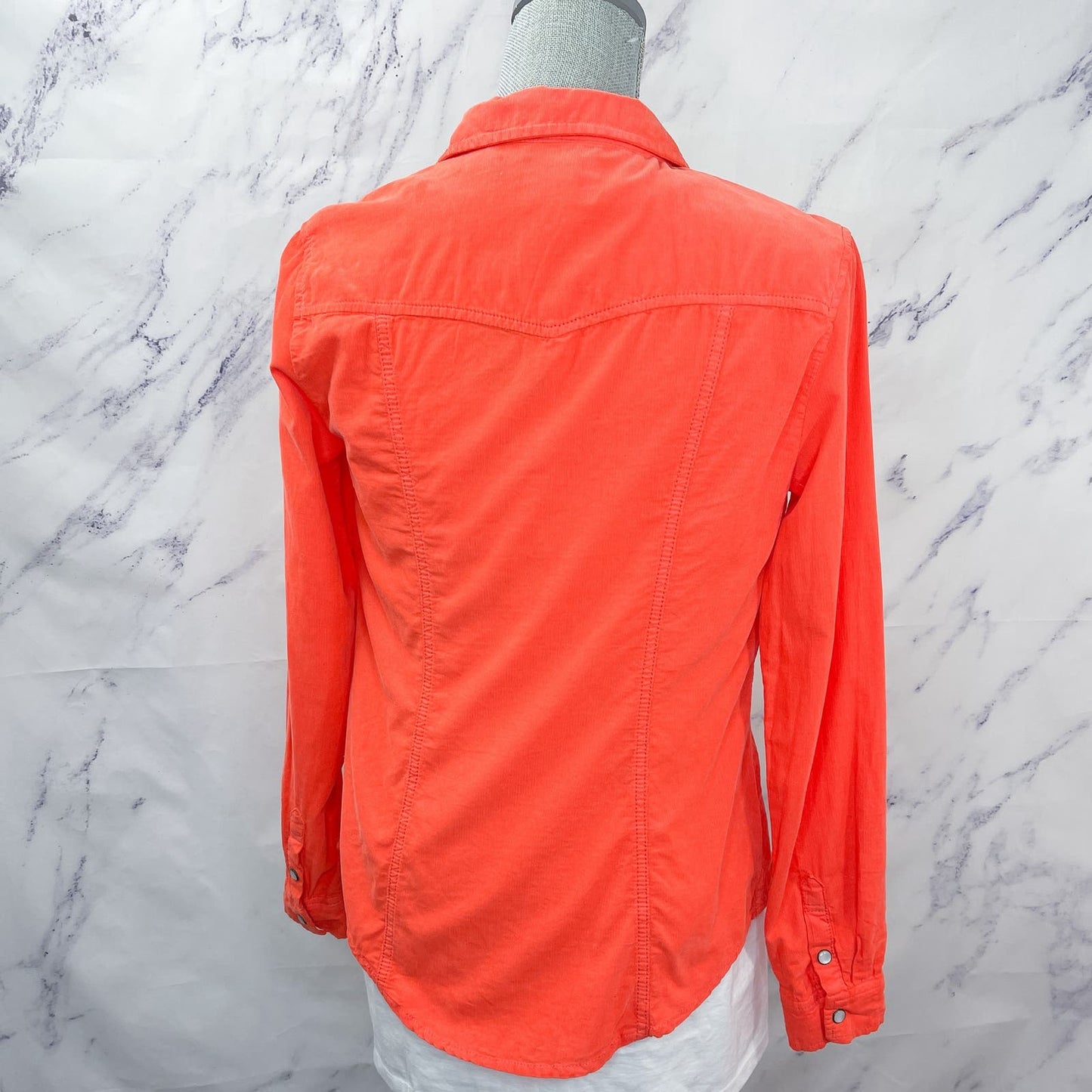 Anthropologie • Holding Horses | Orange Pinwale Corduroy Snap Front Shirt | 2