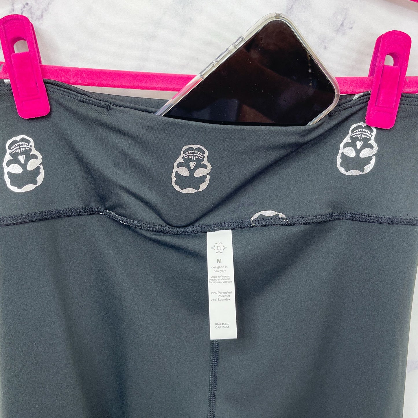 Nanette Lepore | Play | Metallic Silver Skull Print High Rise Black Leggings | M