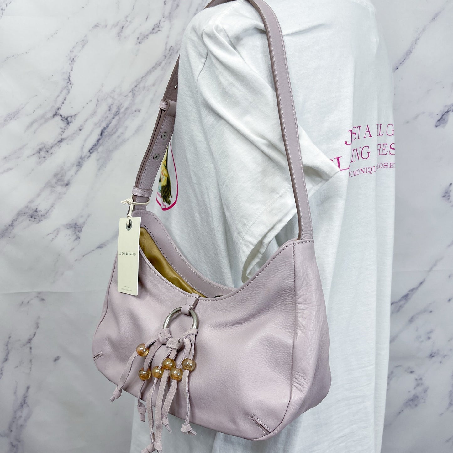 Lucky Brand | Mez Small Leather Shoulder Bag in Gray Lilac